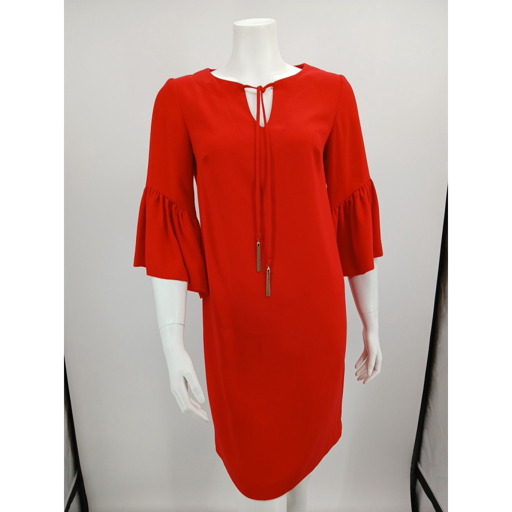 Trina Turk Baroque Tasseled Shift Red Dress Made In USA Size XS